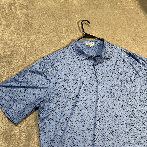 Peter Millar Summer Comfort Polo Shirt Mens XXL 2XL Blue Mexican Desert Cactus - Picture 2 of 9